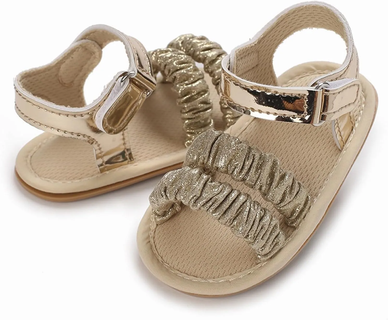 Baby Girls Sandals Ruffle Bowknot Premium Soft Sole Open Toe Breathable Summer Outdoor Shoes Baby Princess