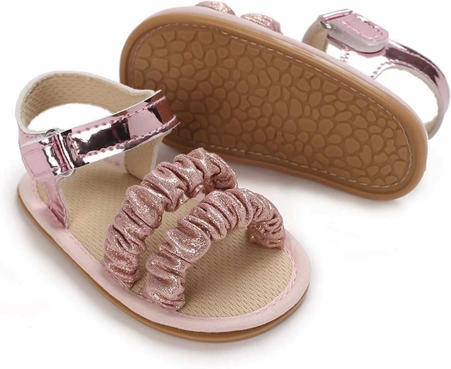 Baby Girls Sandals Ruffle Bowknot Premium Soft Sole Open Toe Breathable Summer Outdoor Shoes Toddler Boy Water Shoes