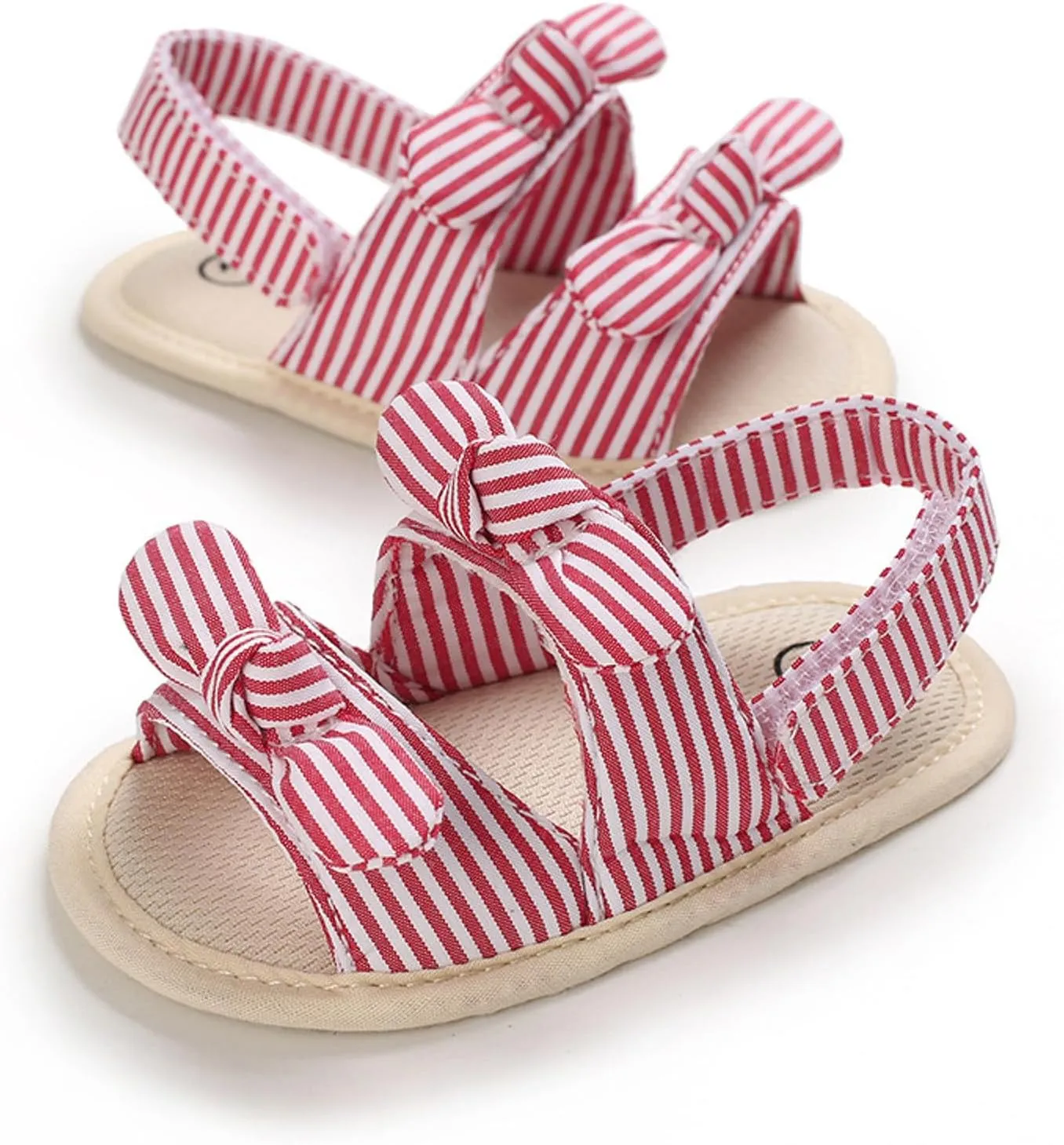 Baby Sandals Kids Solid Color Bowknot Canvas Shoes Children Open Toe Lightweight Soft Sole Sneakers for Daily