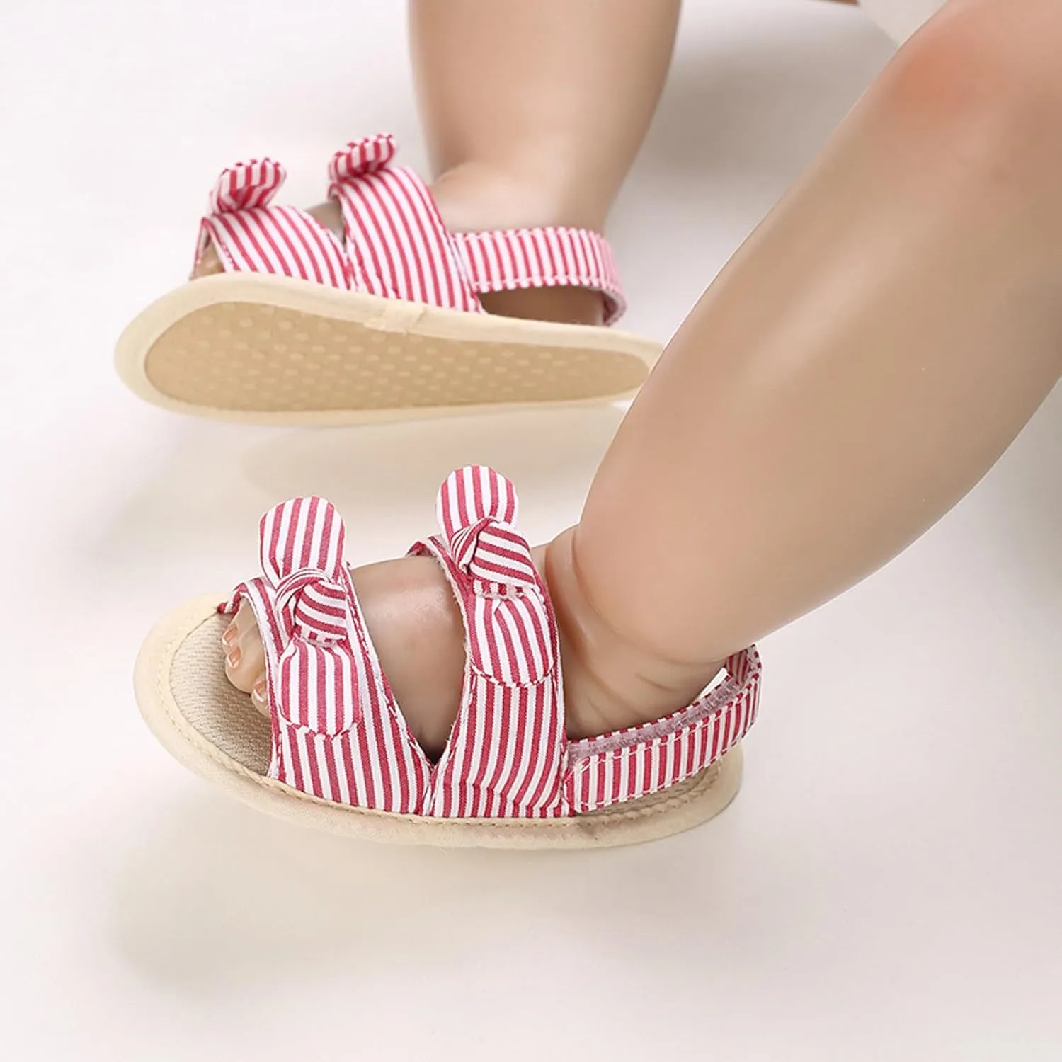 Baby Sandals Kids Solid Color Bowknot Canvas Shoes Children Open Toe Lightweight Soft Sole Sneakers for Daily