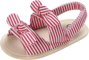 Baby Sandals Kids Solid Color Bowknot Canvas Shoes Children Open Toe Lightweight Soft Sole Sneakers for Daily