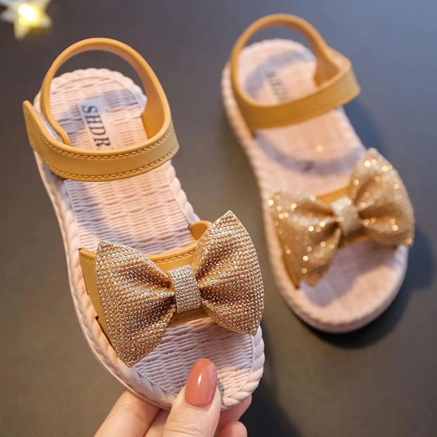 Cheer Sliders Toddler Kids Infant Girls Soild Bowknot Princress Shoes Soft Sole Baby Girl Shoes And Sandals