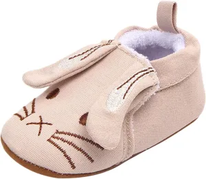 Corduroy Baby Slippers Infant Toddler Shoes Soft Sole Toddler Shoes 3D Little Ear Cartoon Bunny Slippers