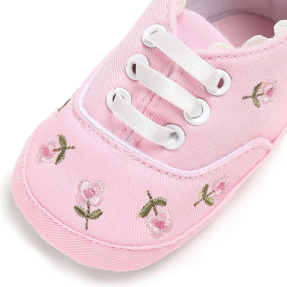 Girl Shoe Size 10 Infant Soft Crib Sole Baby Girls Shoes Anti-Slip Canvas Floral Baby Shoes Toddler Slip Sneakers