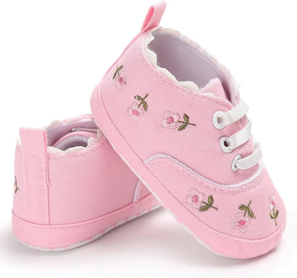 Girl Shoe Size 10 Infant Soft Crib Sole Baby Girls Shoes Anti-Slip Canvas Floral Baby Shoes Toddler Slip Sneakers