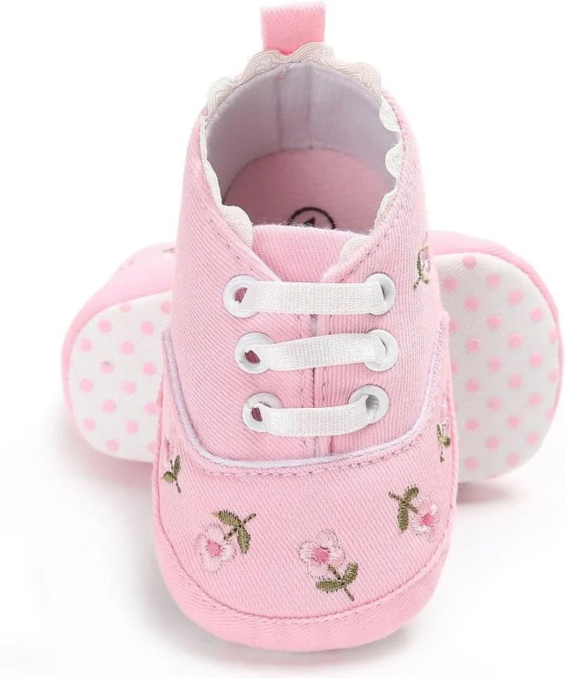 Girl Shoe Size 10 Infant Soft Crib Sole Baby Girls Shoes Anti-Slip Canvas Floral Baby Shoes Toddler Slip Sneakers