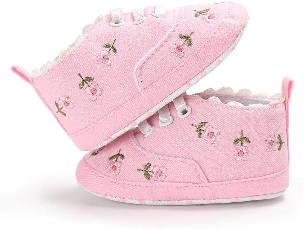 Girl Shoe Size 10 Infant Soft Crib Sole Baby Girls Shoes Anti-Slip Canvas Floral Baby Shoes Toddler Slip Sneakers