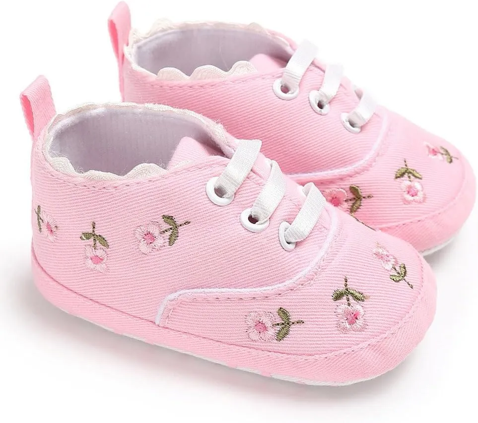 Girl Shoe Size 10 Infant Soft Crib Sole Baby Girls Shoes Anti-Slip Canvas Floral Baby Shoes Toddler Slip Sneakers