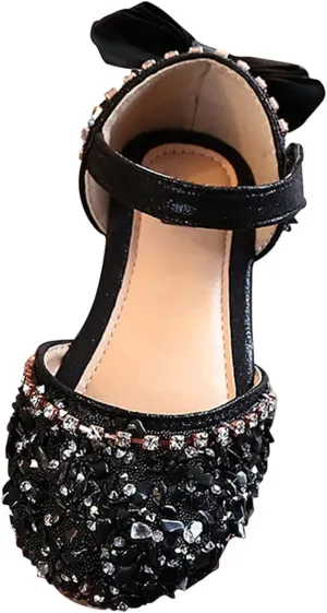 Girls Dress Sandals Sequins Loafers Slide Shoes Baby Toddler Bow Barefoot Soft Sole Outdoor Dance Shoes Summer Trendy
