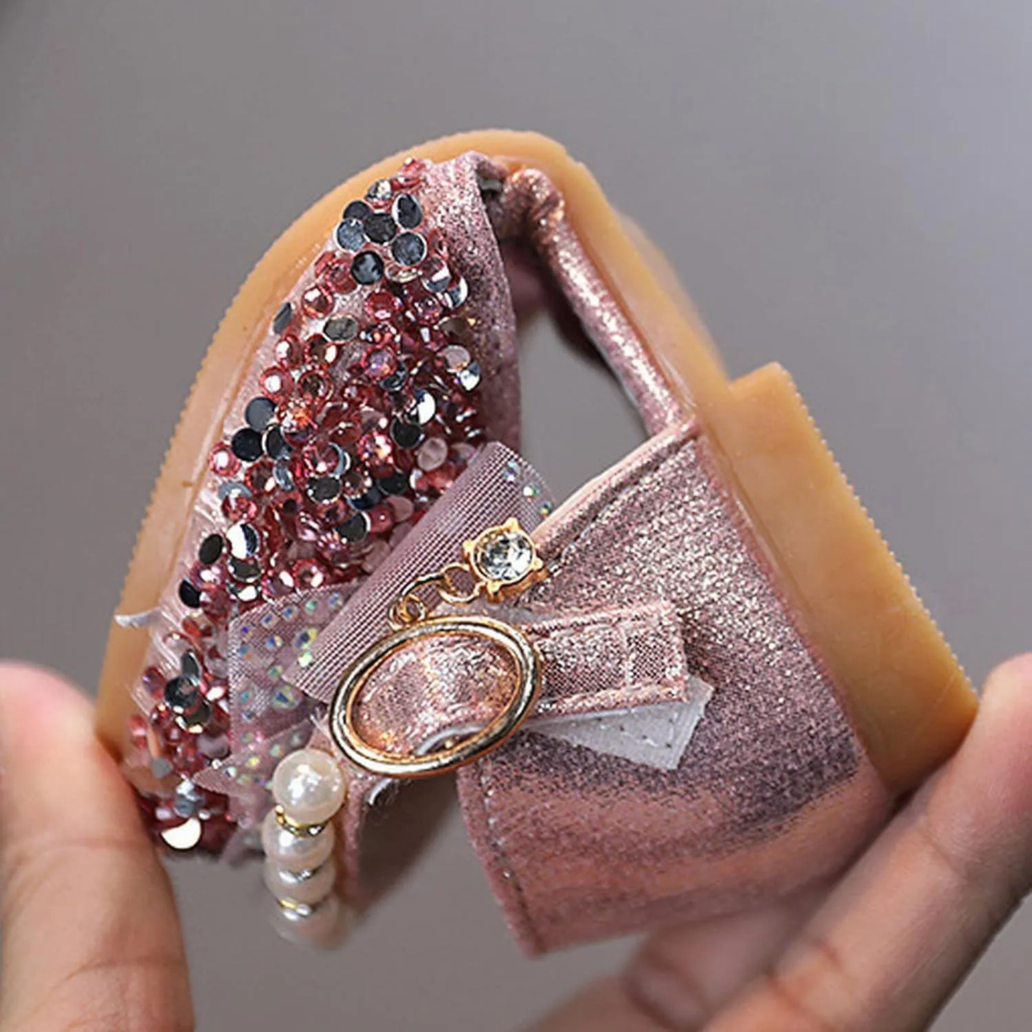 Girls Kids Bow Pearl Sequins Sandals Summer Princess Dress Ankle Shoes Toddler High Heels Crb Dance Casual Loafers