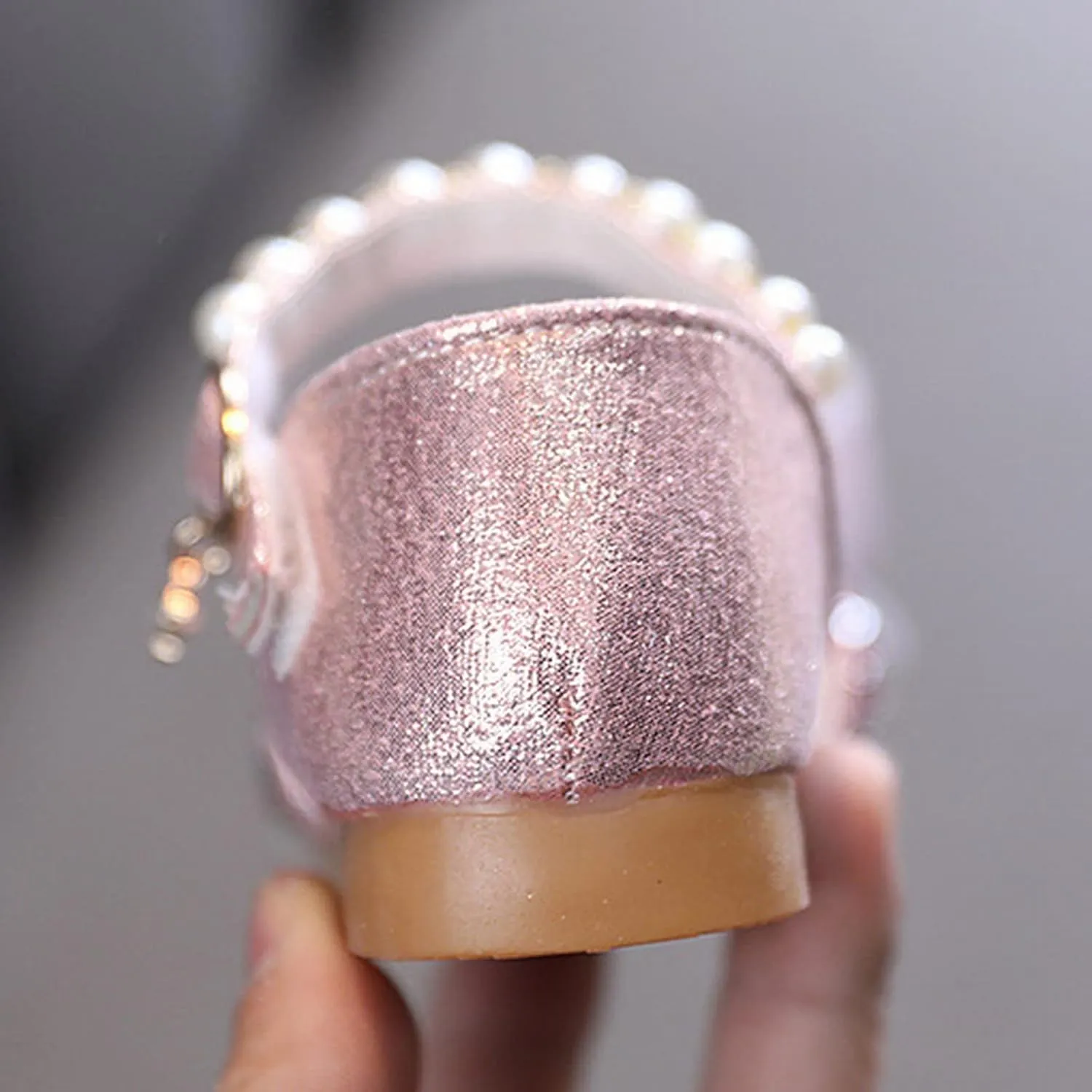 Girls Kids Bow Pearl Sequins Sandals Summer Princess Dress Ankle Shoes Toddler High Heels Crb Dance Casual Loafers
