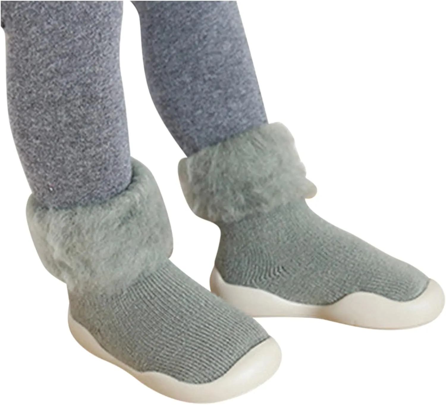 Girls Trainers, Kids Toddler Baby Boys Girls Solid Warm Knit Soft Sole Rubber Shoes Socks Slipper Stocking