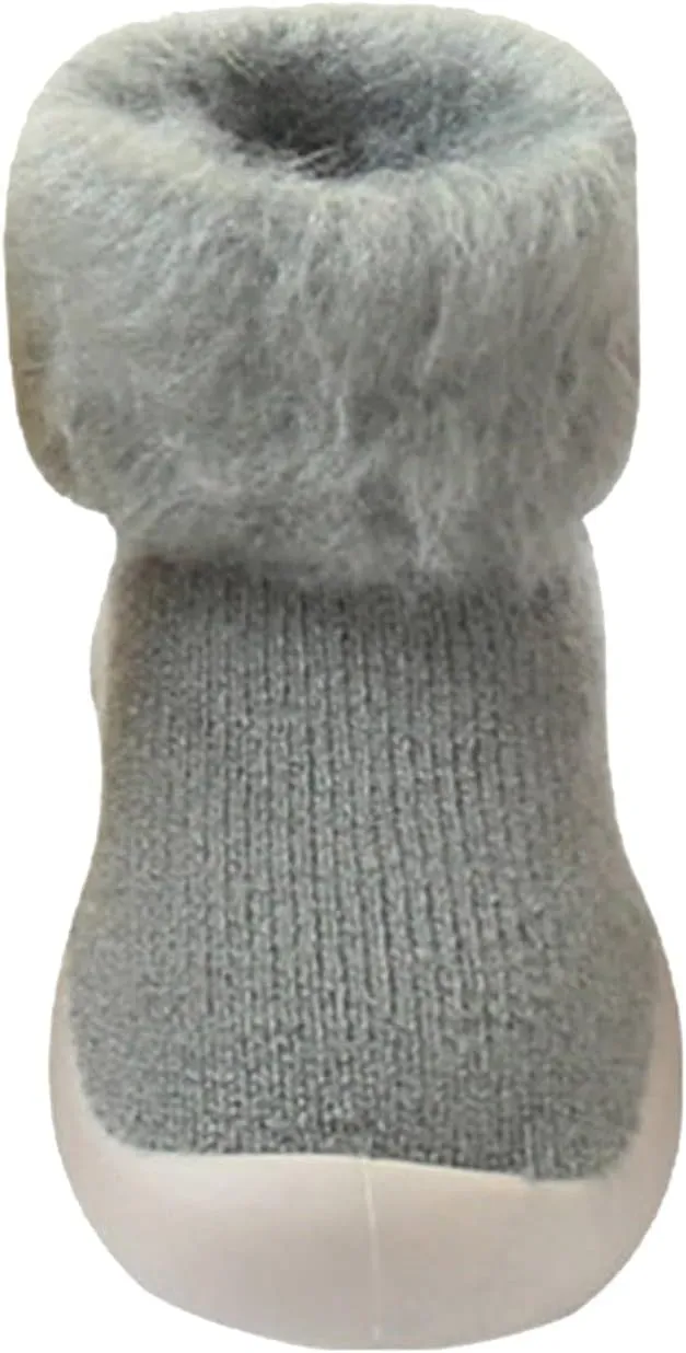 Girls Trainers, Kids Toddler Baby Boys Girls Solid Warm Knit Soft Sole Rubber Shoes Socks Slipper Stocking