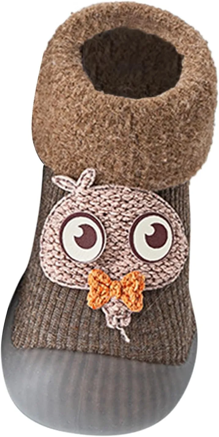 Girls Water Shoes, Kids Toddler Baby Boys Girls Solid Warm Knit Soft Sole Rubber Shoes Socks Slipper Stocking