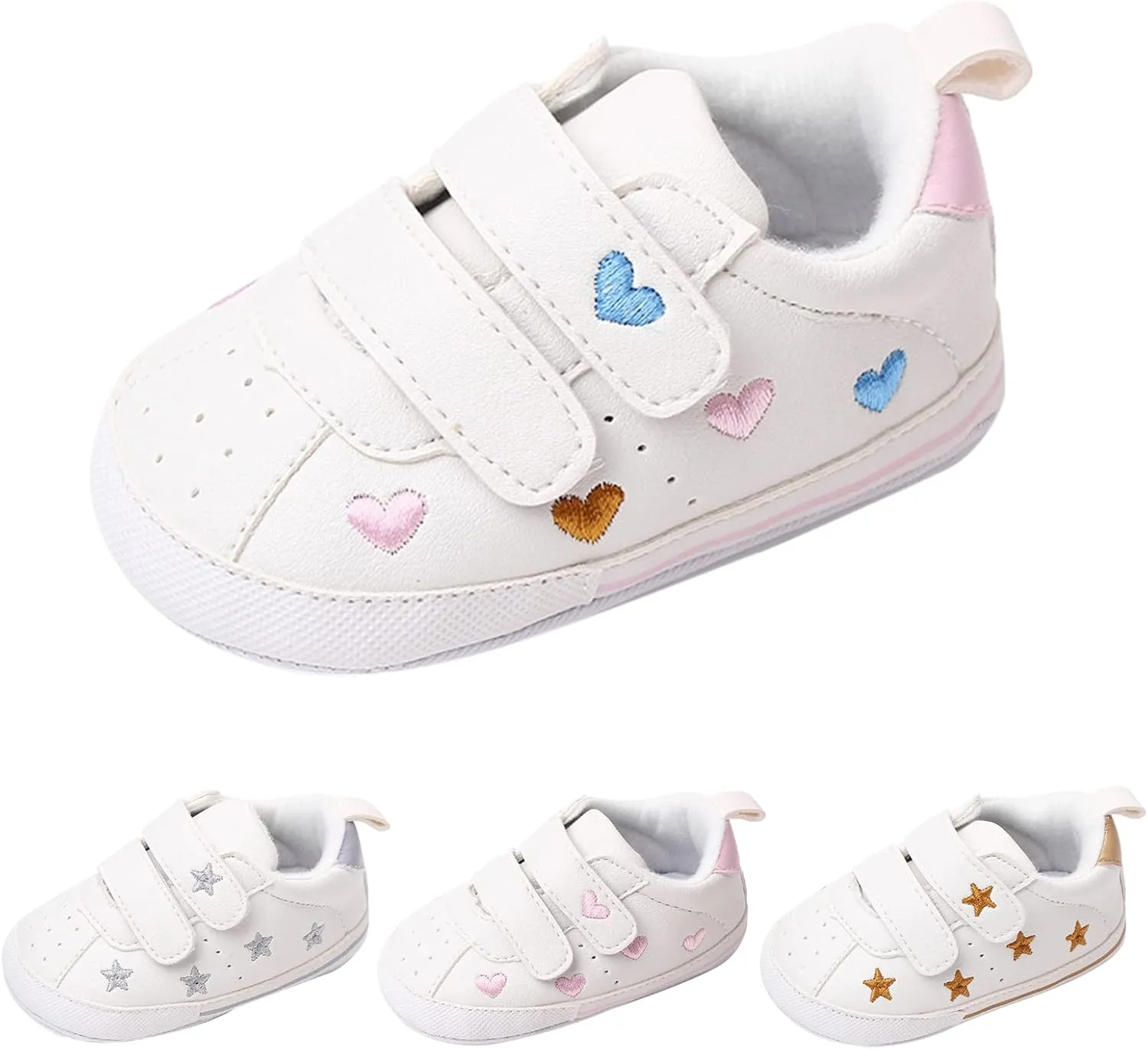Heart Pattern Baby Girls Loafers Prewalker Dress Shoes Infant Boys Girls Double Strap Flat Bottom Sports Shoes