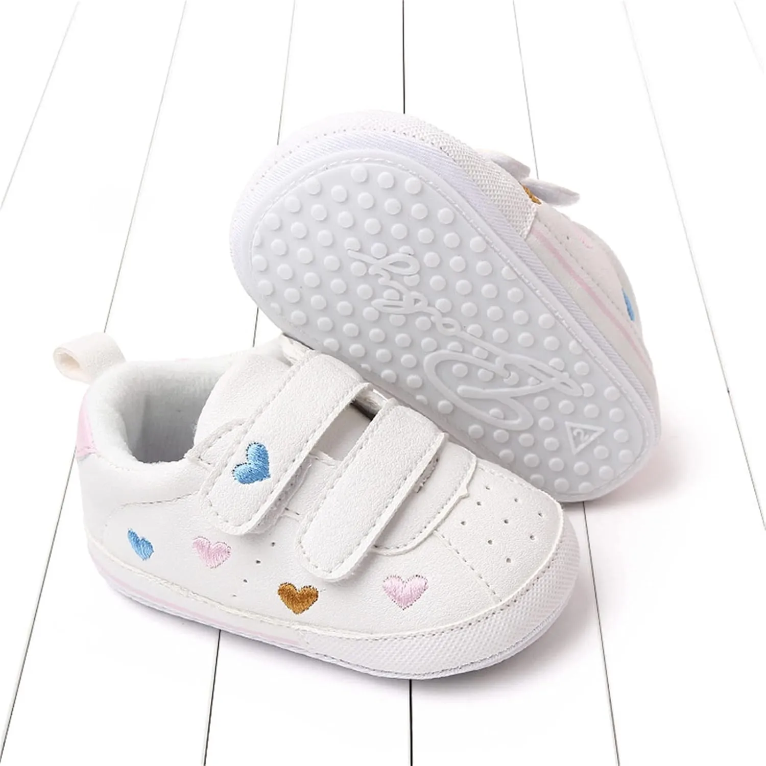 Heart Pattern Baby Girls Loafers Prewalker Dress Shoes Infant Boys Girls Double Strap Flat Bottom Sports Shoes