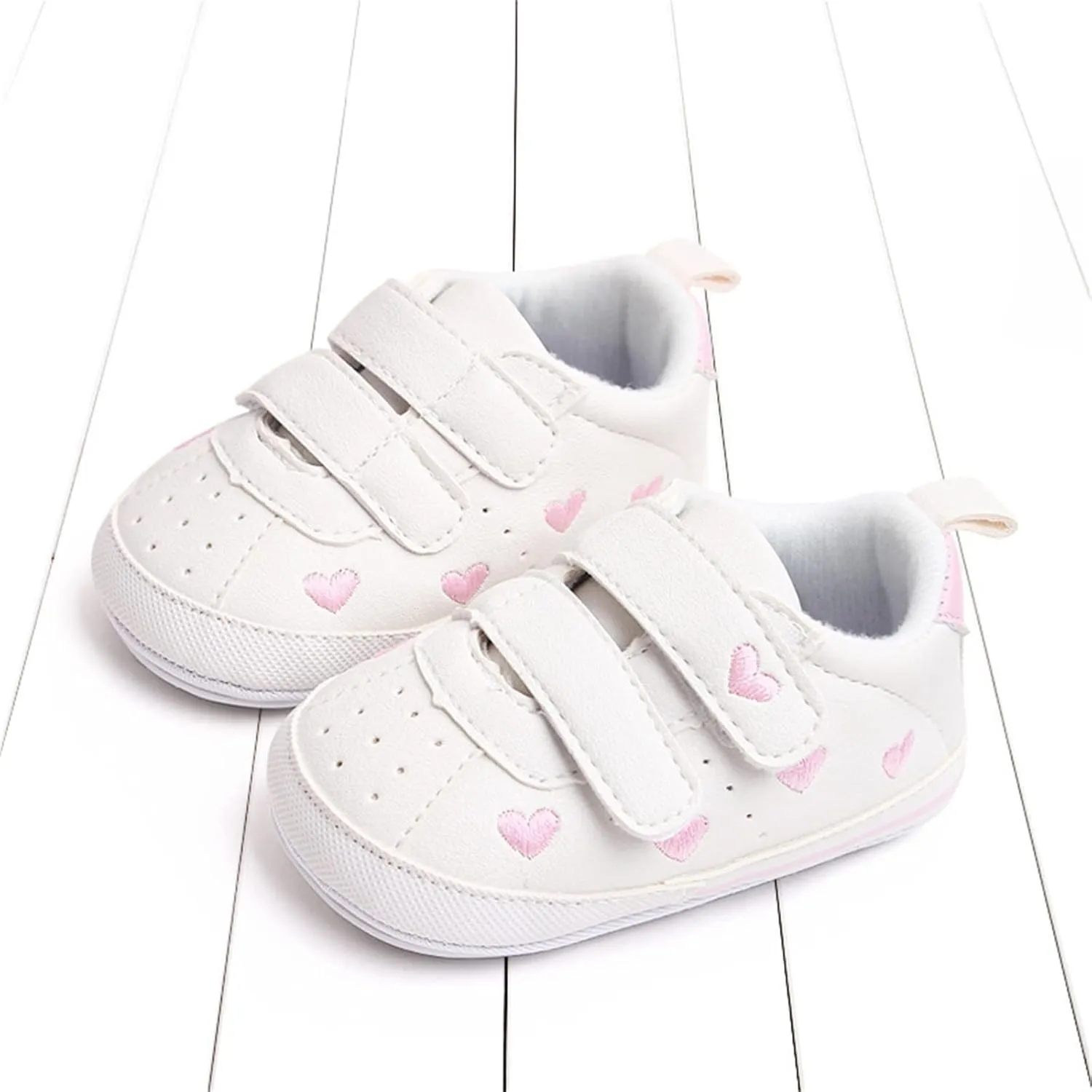 Heart Pattern Baby Girls Loafers Prewalker Dress Shoes Infant Boys Girls Double Strap Flat Bottom Sports Shoes