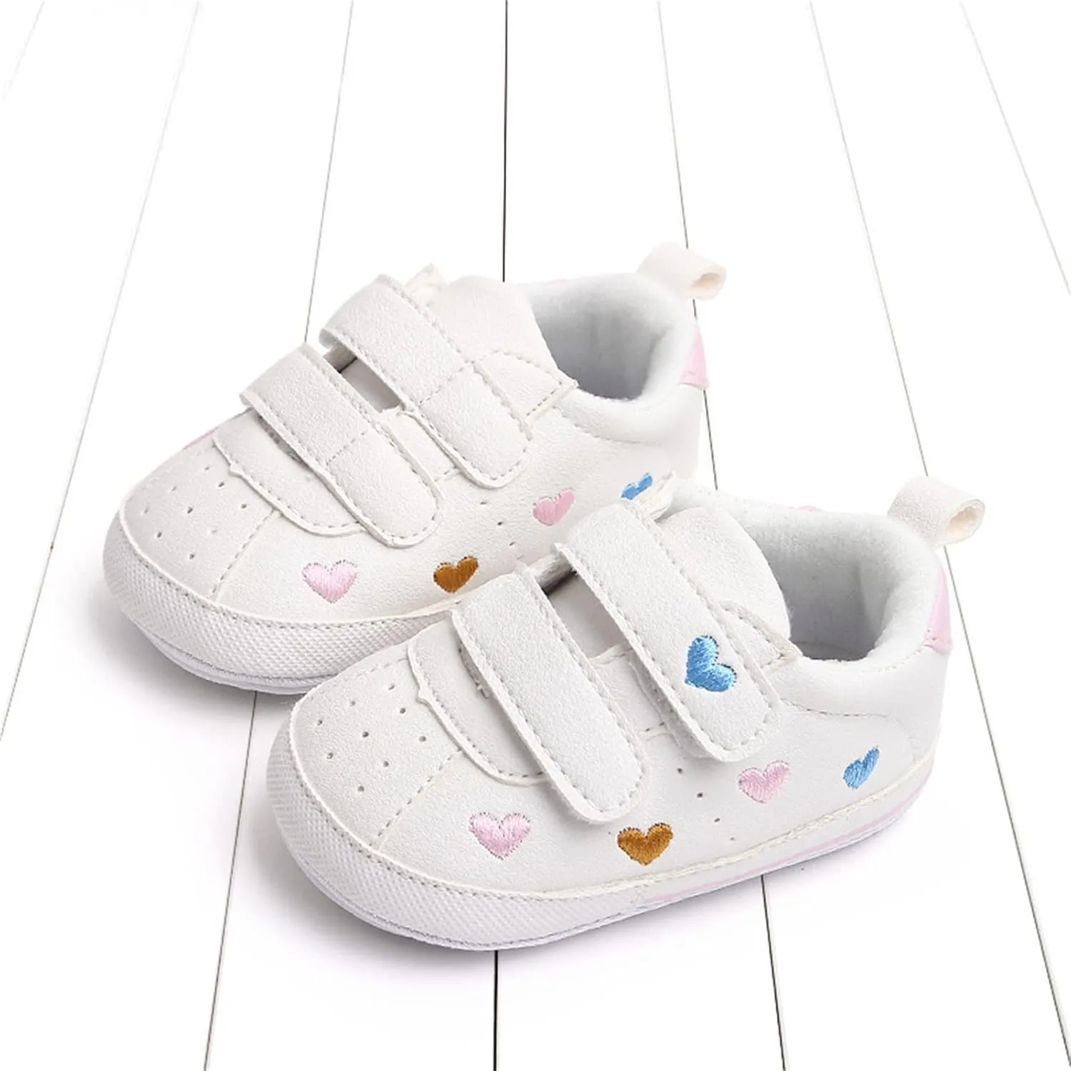 Heart Pattern Baby Girls Loafers Prewalker Dress Shoes Infant Boys Girls Double Strap Flat Bottom Sports Shoes