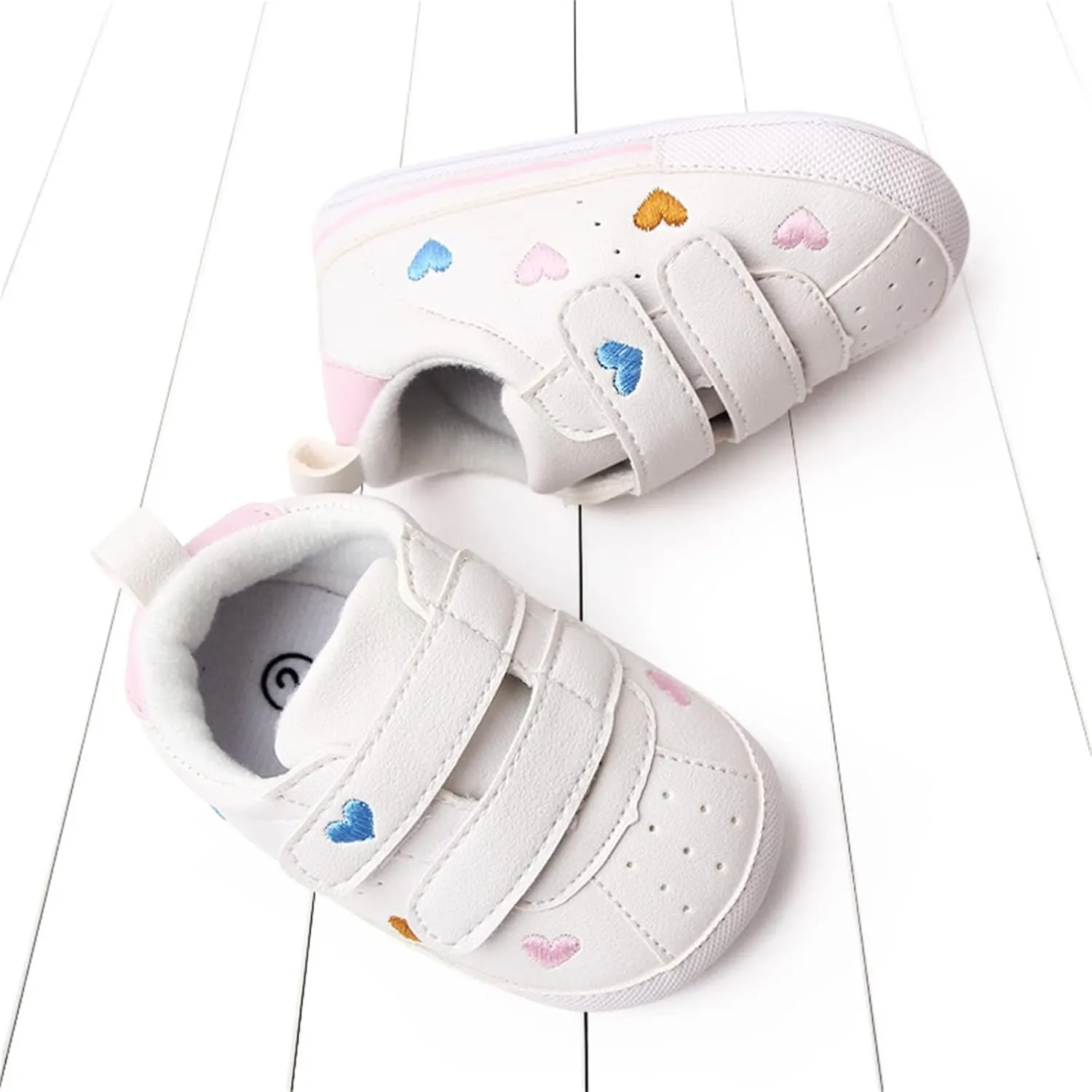 Heart Pattern Baby Girls Loafers Prewalker Dress Shoes Infant Boys Girls Double Strap Flat Bottom Sports Shoes
