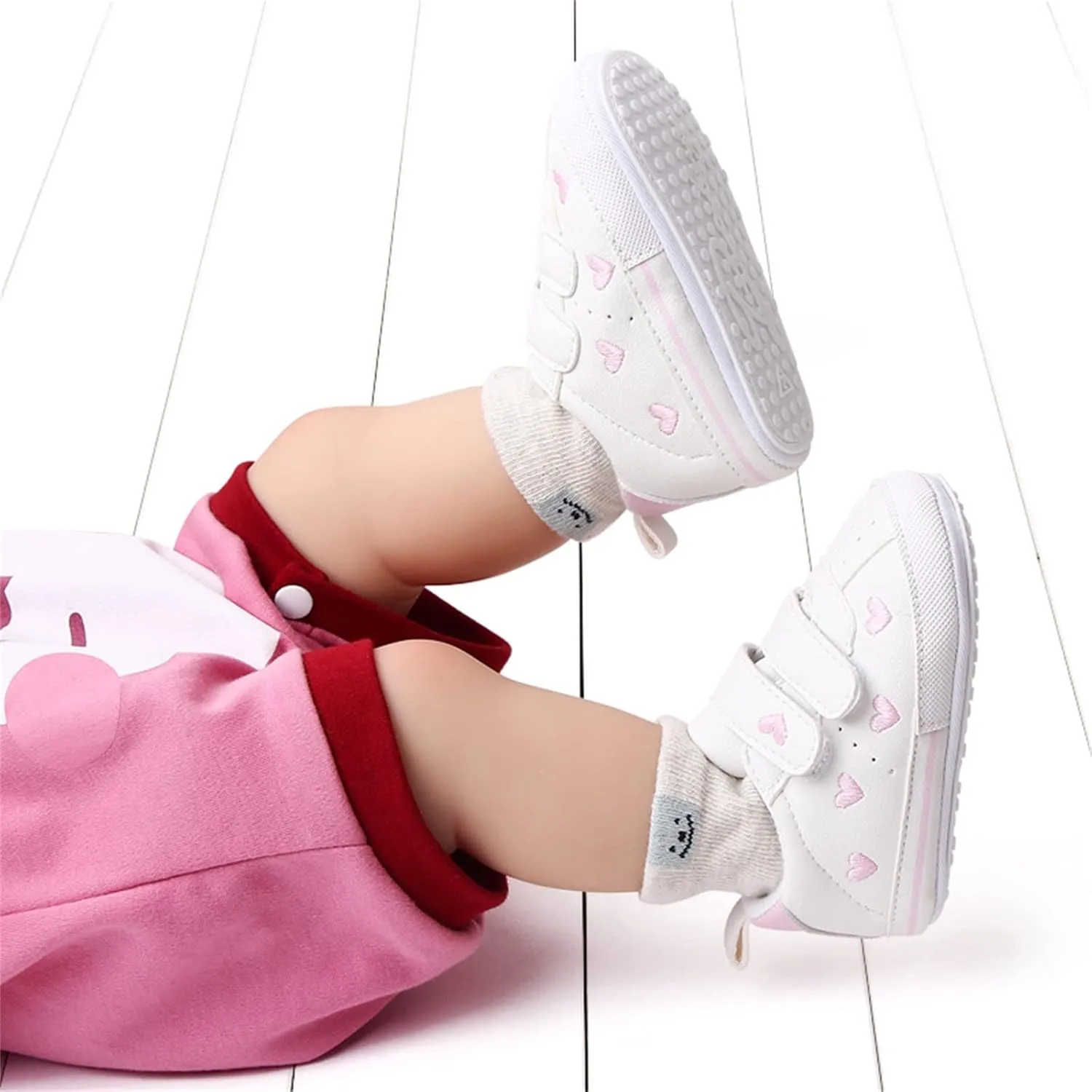 Heart Pattern Baby Girls Loafers Prewalker Dress Shoes Infant Boys Girls Double Strap Flat Bottom Sports Shoes