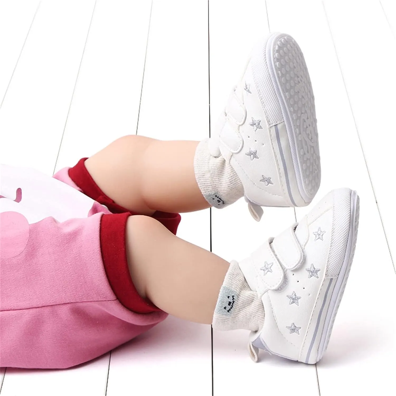 Heart Pattern Baby Girls Loafers Prewalker Dress Shoes Infant Boys Girls Double Strap Flat Bottom Sports Shoes
