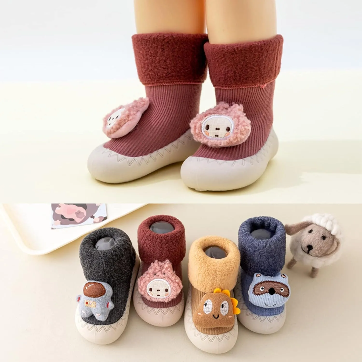 Infant Baby Infant Toddle Footwear Winter Toddler Shoes Soft Bottom Indoor Non Slip Warm Cartoon Animal Floor Socks Shoes Toddler Girl Shoes Size 7