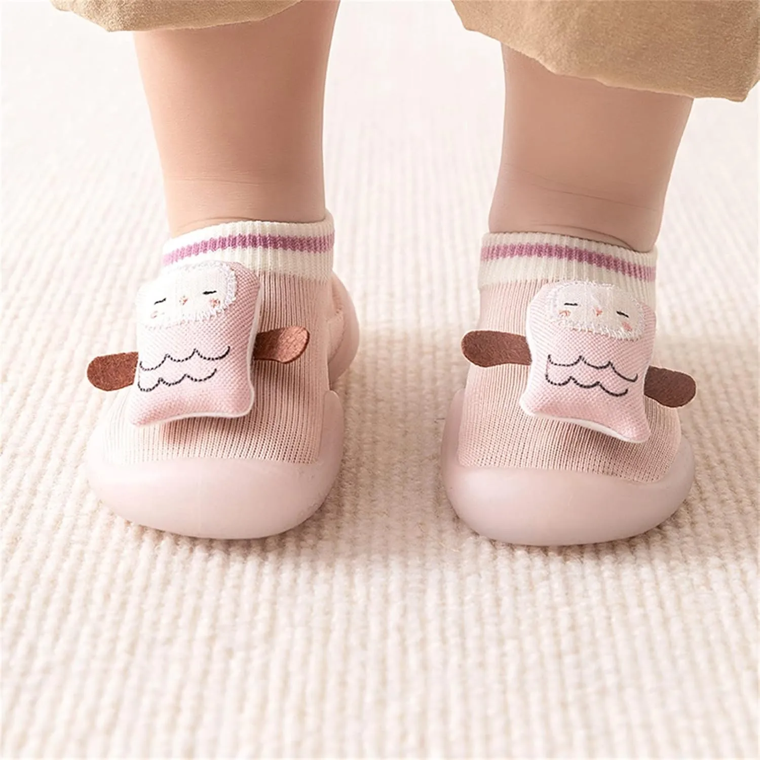 Infant Boys Girls Cartoon Socks Shoes Toddler Fleece WarmThe Floor Socks Non Slip Prewalker Shoes Infant Tennis
