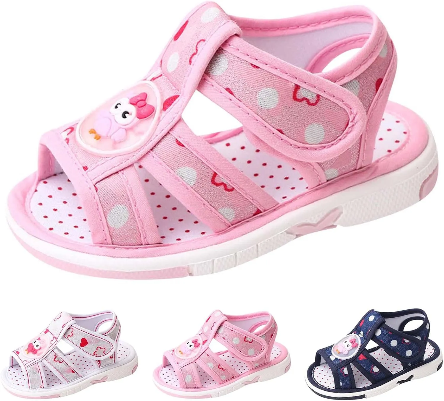 Lightweight Non-Slip Toddler First Walking Sandals Boys Girls Flat Bottom Open Toe Breathable Cute Cartoon Shoes