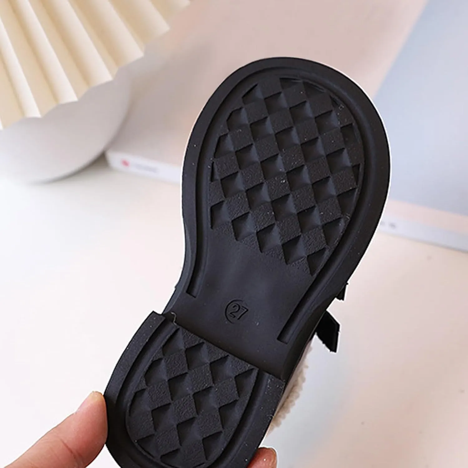Little/Big Girls Fleece Plush PU Leather occasin Loafers Kids Soft Sole Slip-On Outdoor Casual Baby Girl Shoe