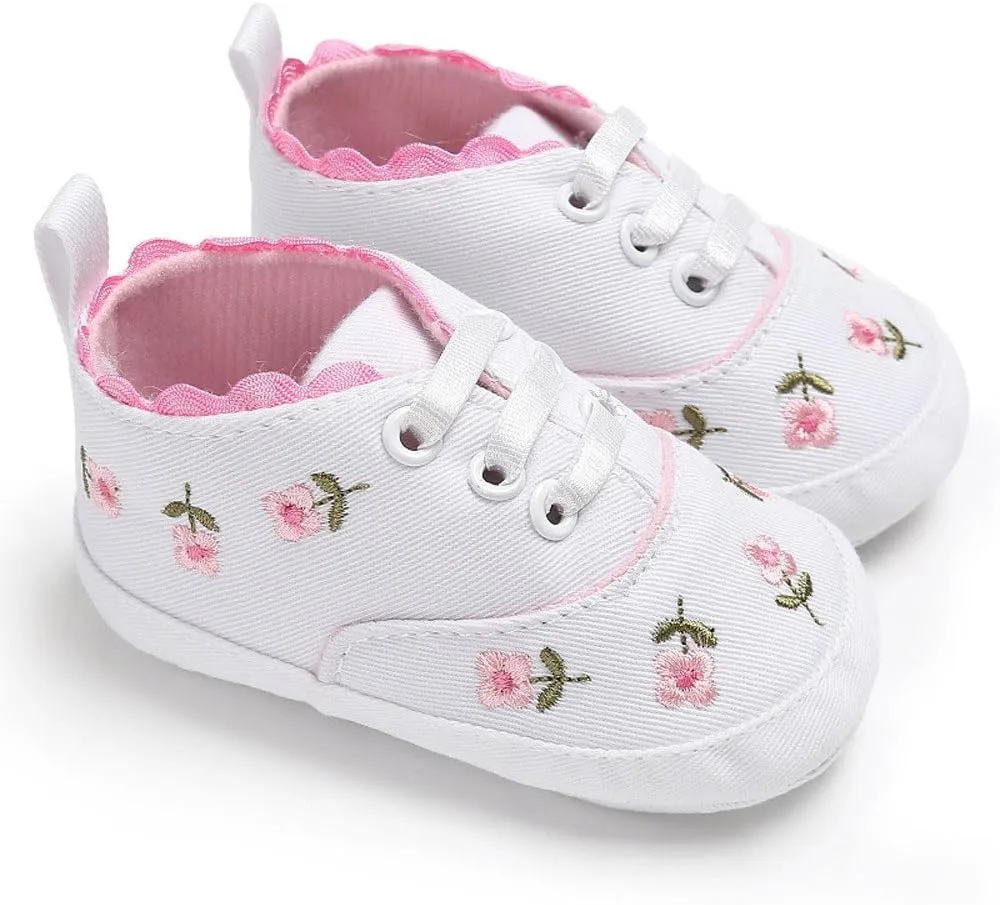 Mesh Baby Shoes Baby Canvas Crib Shoes Girls Soft Infant Anti-Slip Sole Floral Baby Girls Size 13 Sneakers