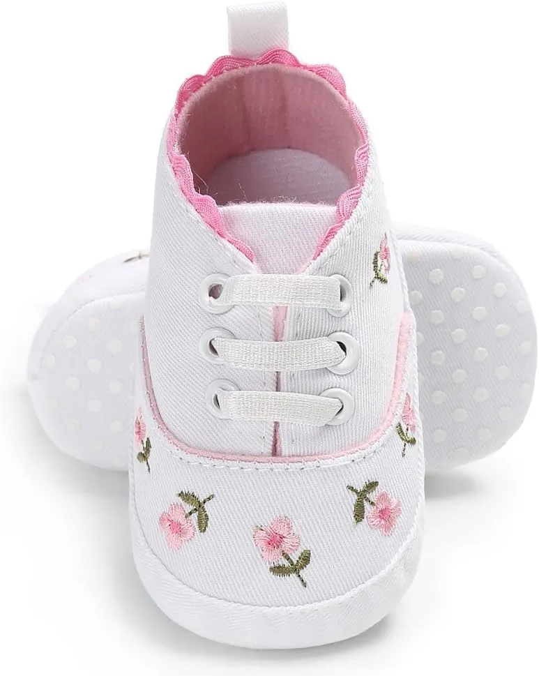 Mesh Baby Shoes Baby Canvas Crib Shoes Girls Soft Infant Anti-Slip Sole Floral Baby Girls Size 13 Sneakers