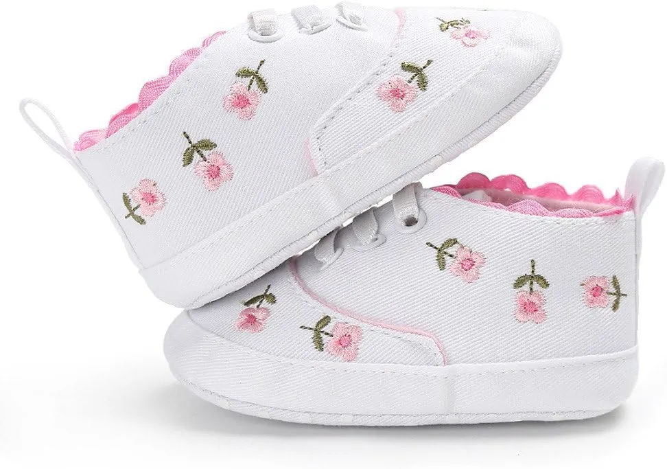 Mesh Baby Shoes Baby Canvas Crib Shoes Girls Soft Infant Anti-Slip Sole Floral Baby Girls Size 13 Sneakers