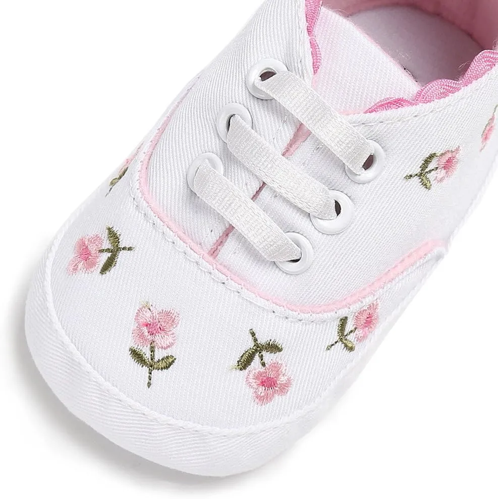 Mesh Baby Shoes Baby Canvas Crib Shoes Girls Soft Infant Anti-Slip Sole Floral Baby Girls Size 13 Sneakers