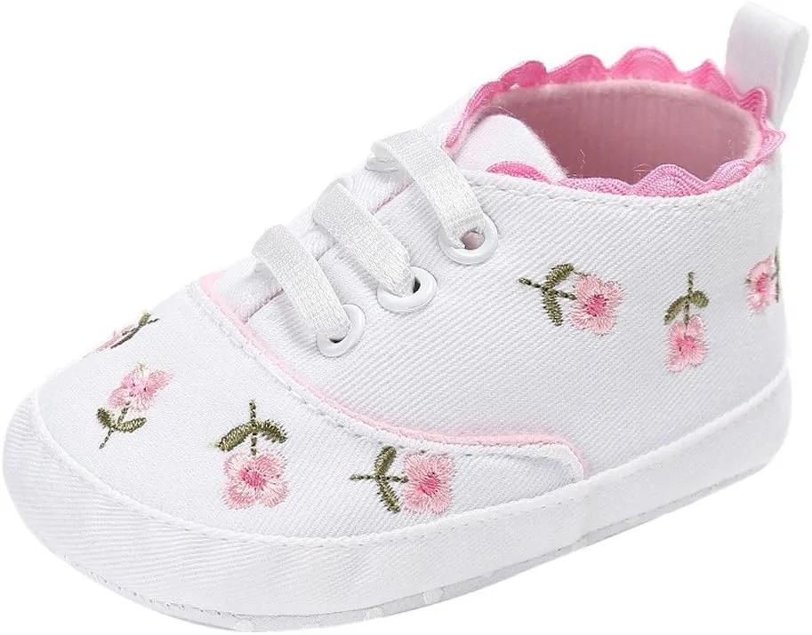 Mesh Baby Shoes Baby Canvas Crib Shoes Girls Soft Infant Anti-Slip Sole Floral Baby Girls Size 13 Sneakers