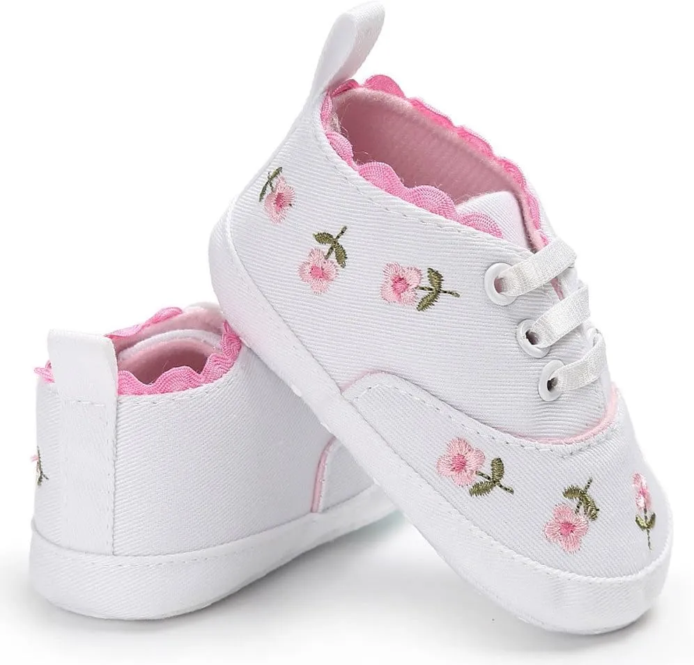 Mesh Baby Shoes Baby Canvas Crib Shoes Girls Soft Infant Anti-Slip Sole Floral Baby Girls Size 13 Sneakers