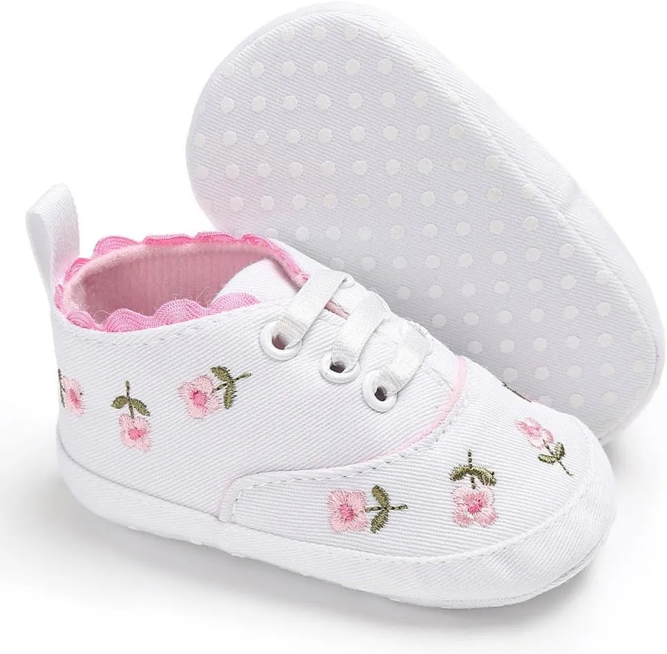 Mesh Baby Shoes Baby Canvas Crib Shoes Girls Soft Infant Anti-Slip Sole Floral Baby Girls Size 13 Sneakers