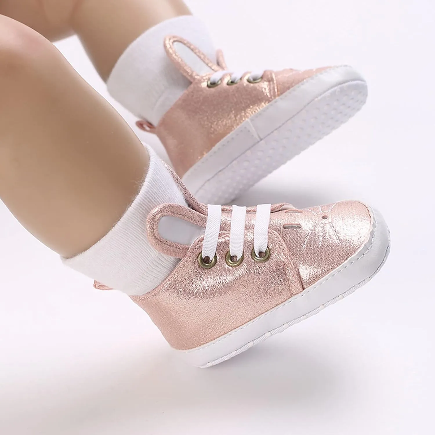 Newborn Baby Boys Girls First Walking Crib Shoes Infant Sneakers Fashion High-Top Non-Slip Oxfor Dress Moccasins
