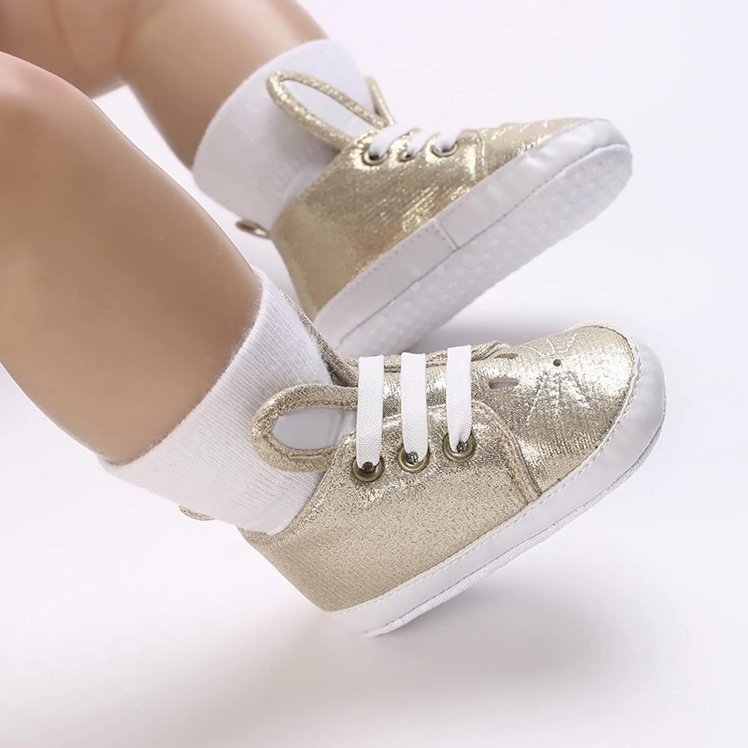 Newborn Baby Boys Girls First Walking Crib Shoes Infant Sneakers Fashion High-Top Non-Slip Oxfor Dress Moccasins