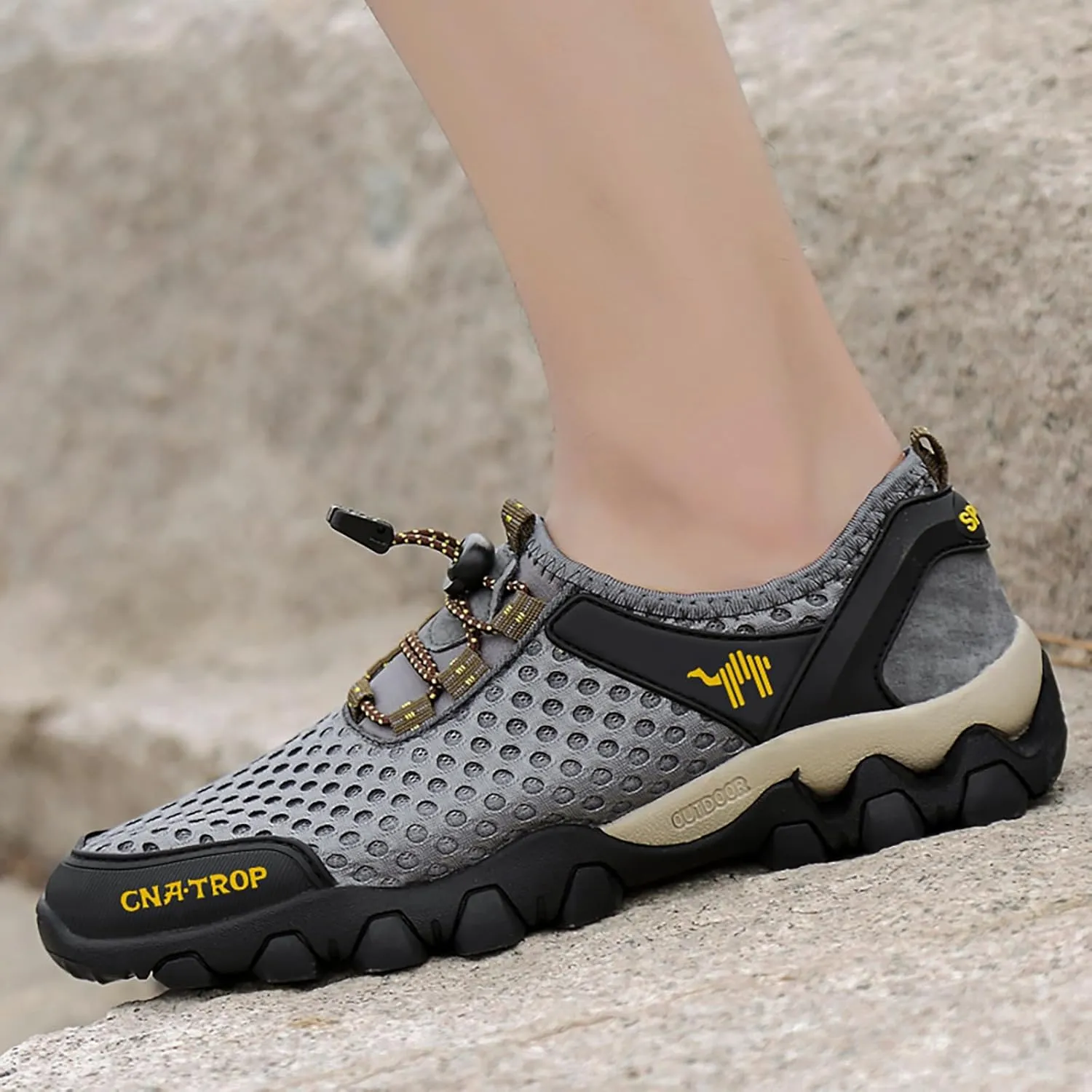 Portable Tied Orthopedic Hiking Quick-Drying Sneakers for Mens,Casual Jogging Walking Shoes with Arch Support for Flat Feet,Outdoor Fashion Non- Slip Sneakers for Running,Driving