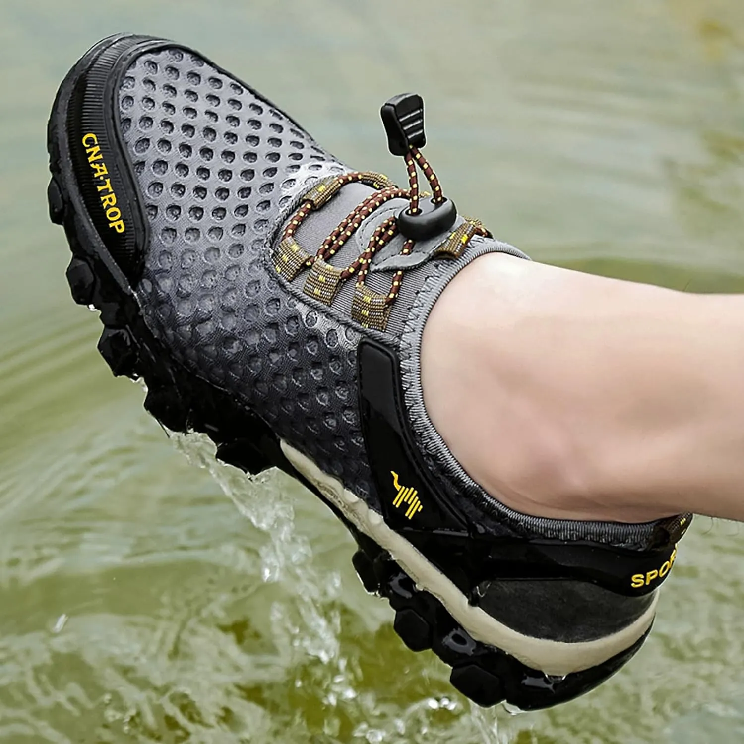 Portable Tied Orthopedic Hiking Quick-Drying Sneakers for Mens,Casual Jogging Walking Shoes with Arch Support for Flat Feet,Outdoor Fashion Non- Slip Sneakers for Running,Driving
