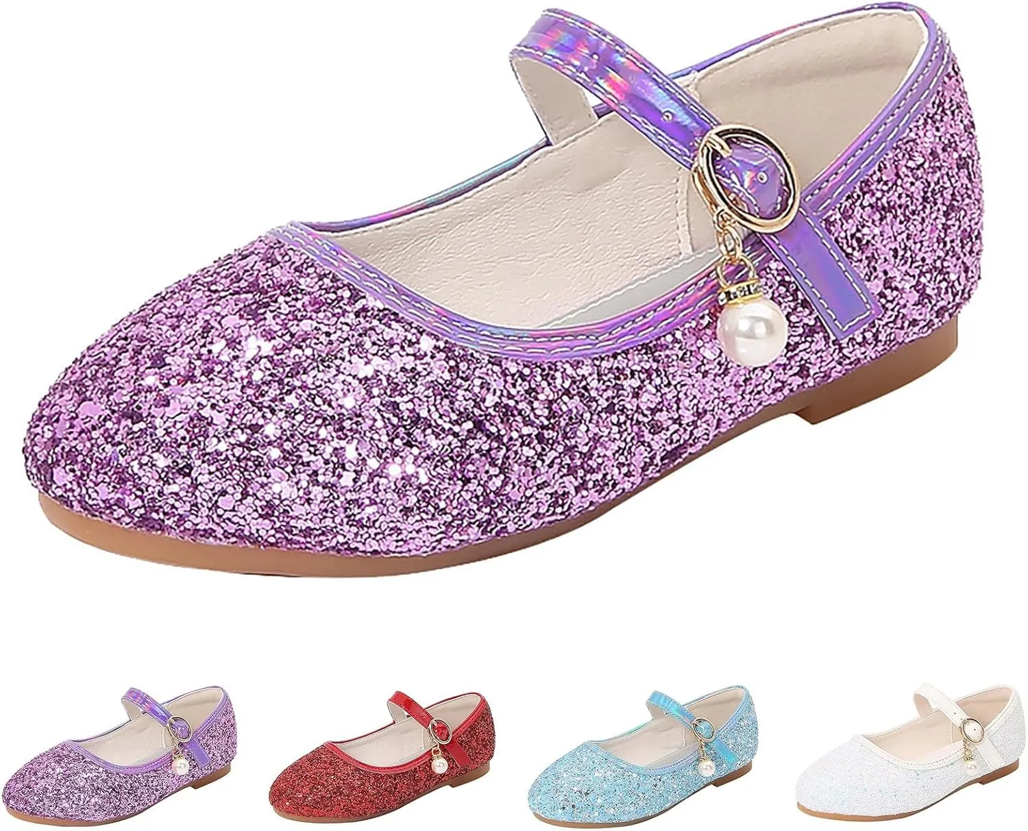 Sequins Sandals for Girls Kids Outdoor Dress Dance Loafers Shoes Toddler ow Heel Summer Casual Mary Jane Soft Sole