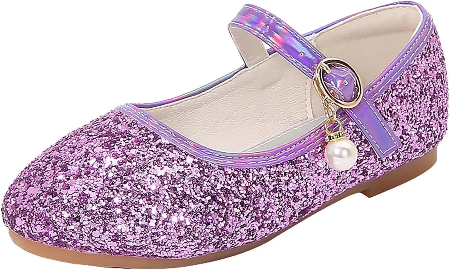 Sequins Sandals for Girls Kids Outdoor Dress Dance Loafers Shoes Toddler ow Heel Summer Casual Mary Jane Soft Sole