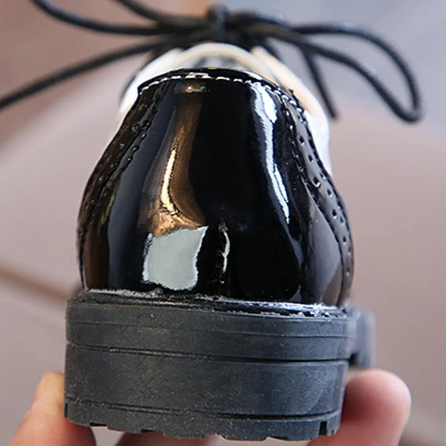 Summer New Girls Loafers Rubber Sole Soft Lace Up Glossy Fashion Shoes Lightweight Children's Shoes