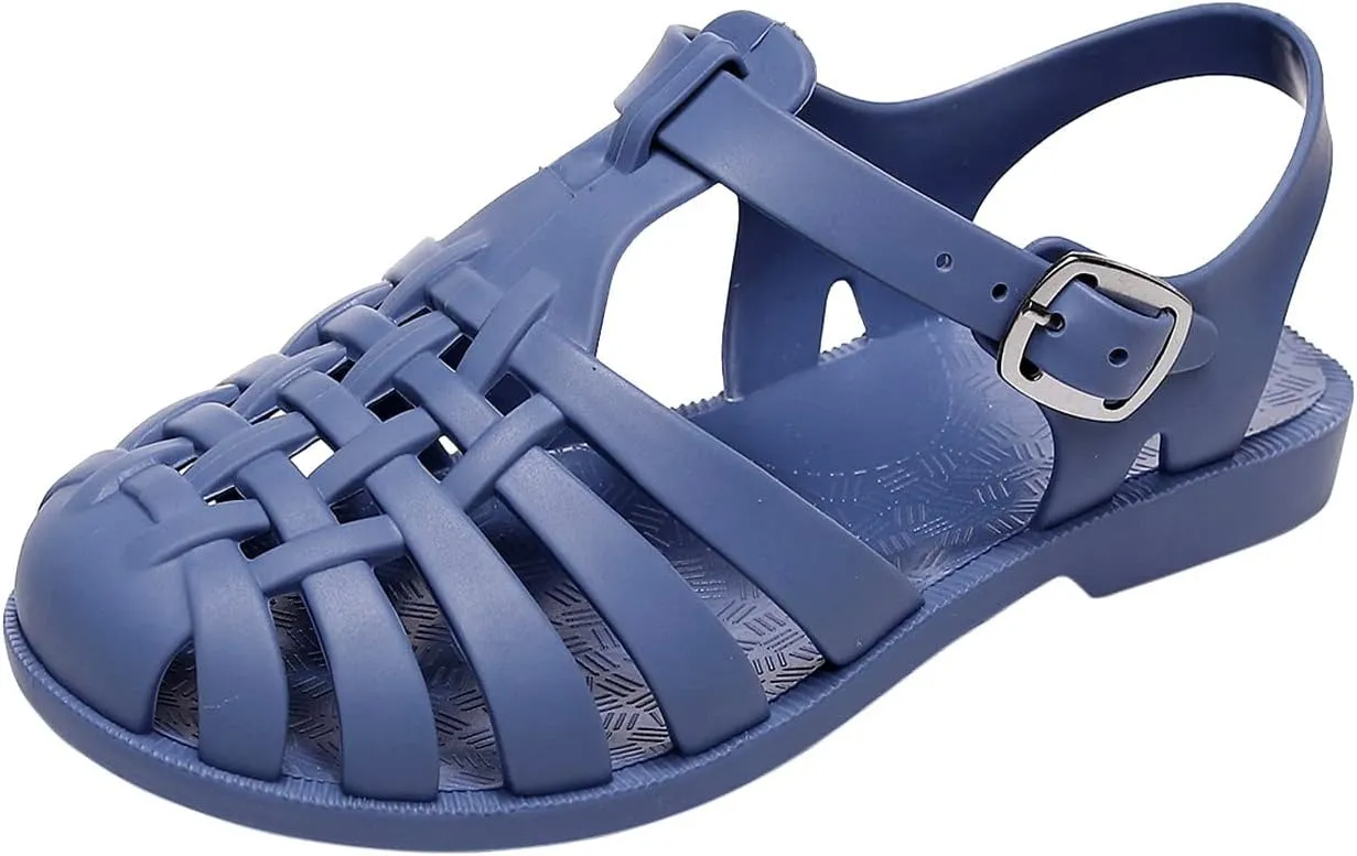 Toddler Baby Boys Girls Slip On Shoes Cute Candy Hollow Out Sandals Shoes Non-slip Soft Sole Beach Flats Sandals S-013 Blue 7