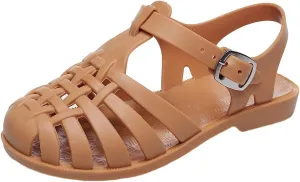 Toddler Baby Boys Girls Slip On Shoes Cute Candy Hollow Out Sandals Shoes Non-Slip Soft Sole Beach Flats Sandals S-013 Brown 10