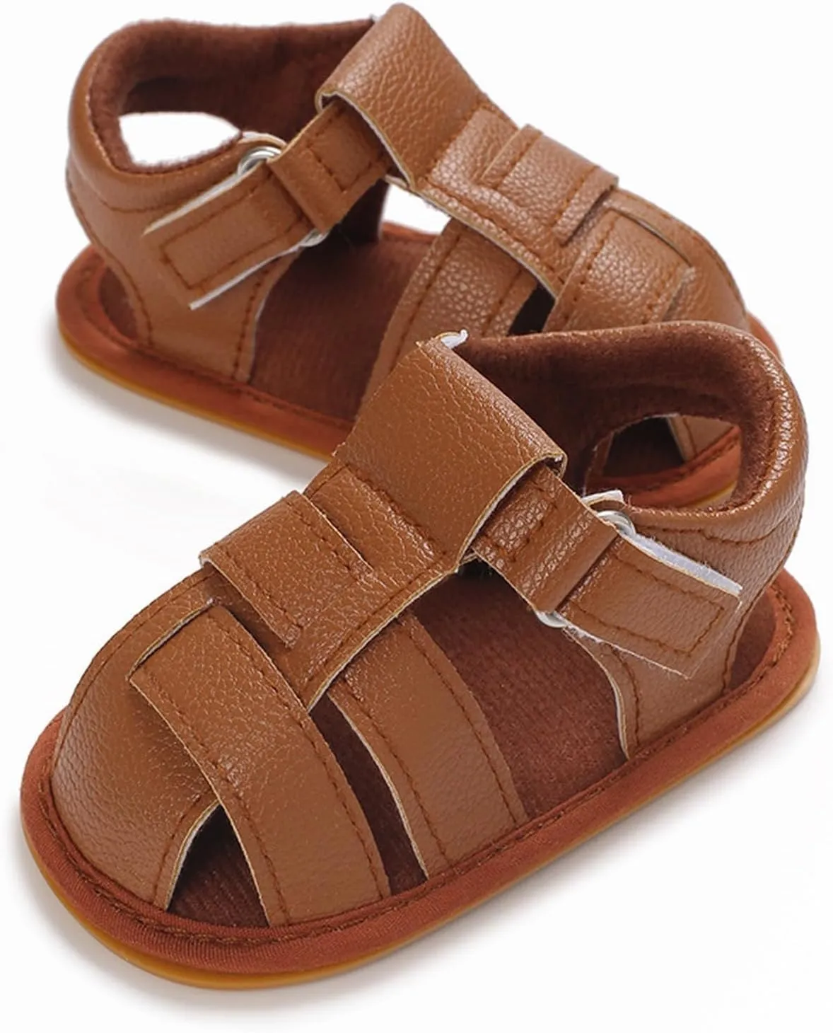 Toddler Boys Girls Closed Toe Sport Sandals Unisex Summer Outdoor Water Shoes Lightweight Non-Slip Leather Sneakers