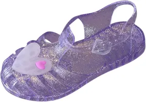 Toddler Sandals Shoes Baby Girls Cute Crown Jelly Colors Clip On Shoe Hollow Out Non-Slip Soft Sole Beach Sandals Z-619 Purple 11.5