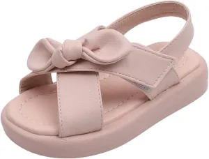 Toddler Sandals Shoes Baby Girls Cute Solid Color Slip On Shoes Bow Non-Slip Soft Sole Beach Sandal Comfort Daily V-313 Pink 10