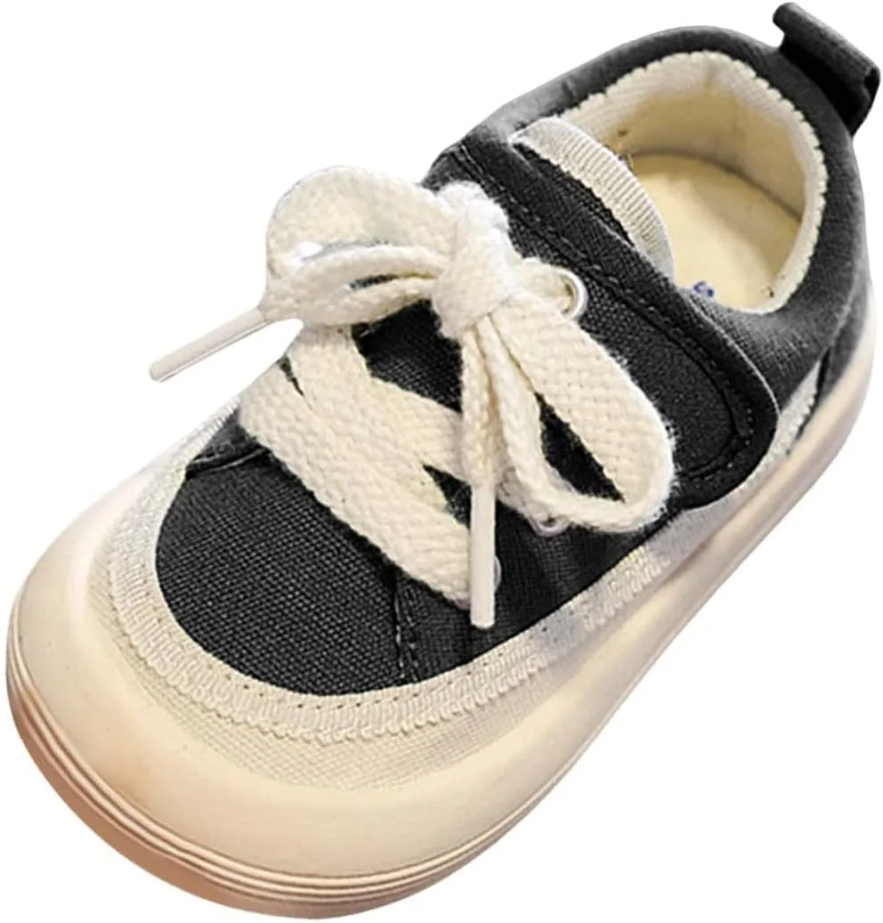Unisex Baby Boy Girl Low Top Canvas Sneaker Soft Sole Infant Lace up Shoe Toddler Slip-On Cute Casual Running Shoes