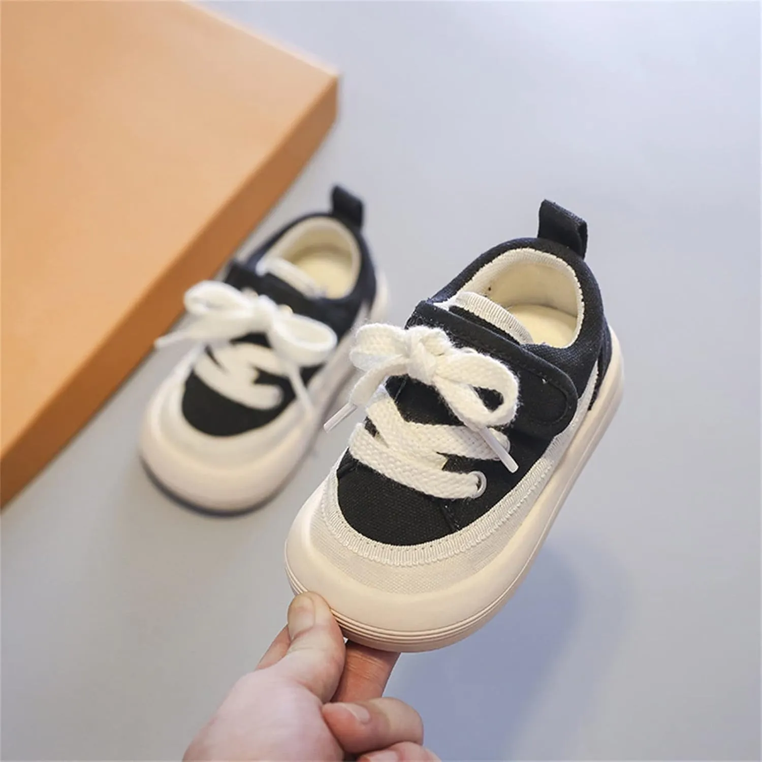 Unisex Baby Boy Girl Low Top Canvas Sneaker Soft Sole Infant Lace up Shoe Toddler Slip-On Cute Casual Running Shoes